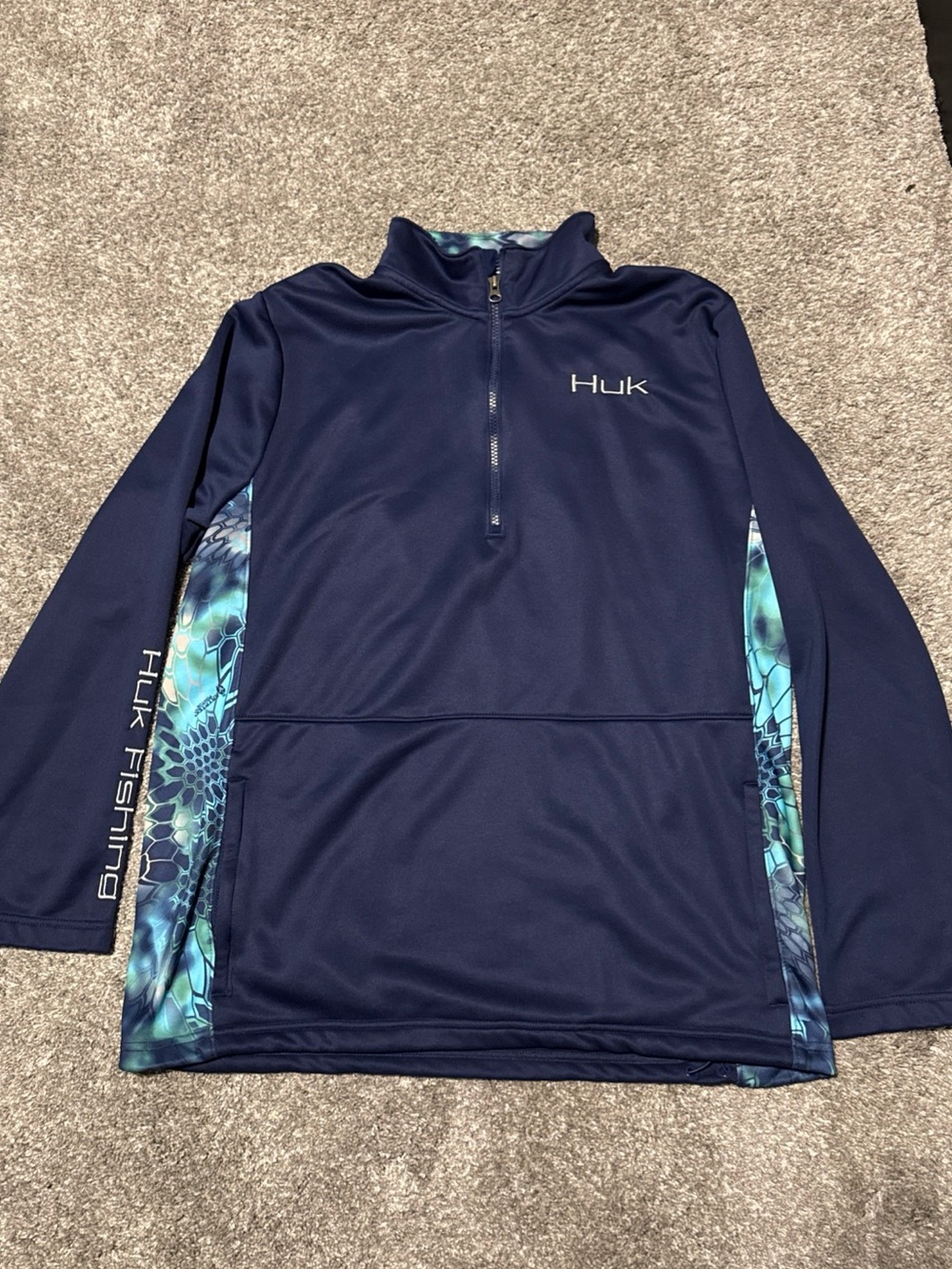 Huk Pullover Men’s Large Quarter Zip Performance Fishing Kryptek Pontus